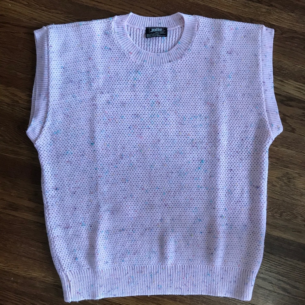 80s vintage sleeveless sweater pastel pink M L - Picture 2 of 7